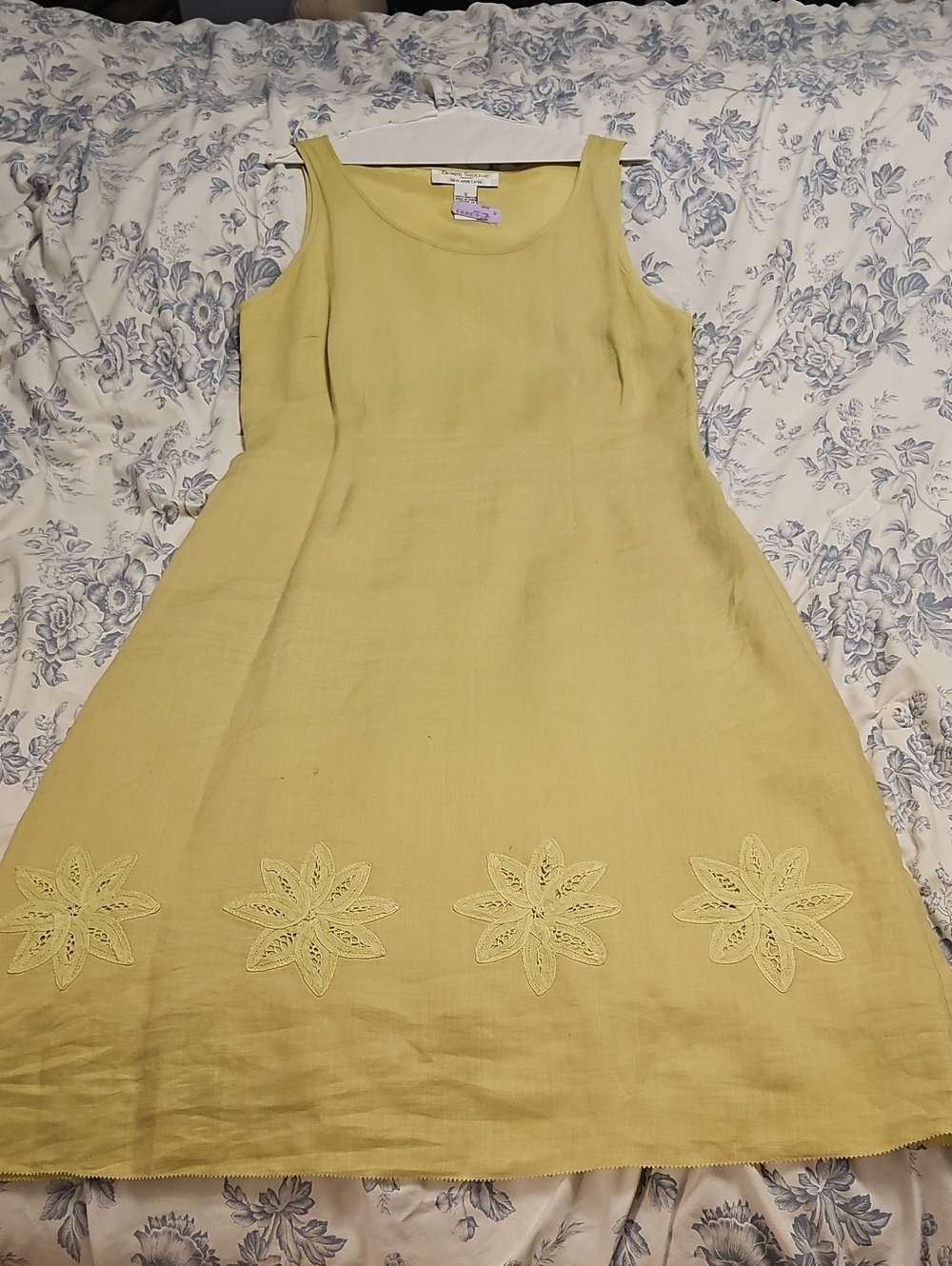 Sleeveless Green Linen Maxi Dress with Embroidered Hem by Melanie Lyne